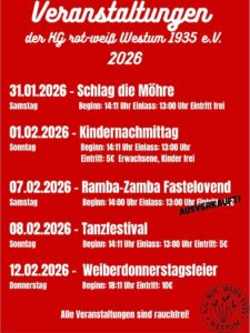 Übersicht Karneval 2026